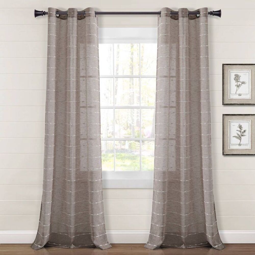 Lush Decor - Set of 2 (120"x38") Farmhouse Textured Grommet She Brown